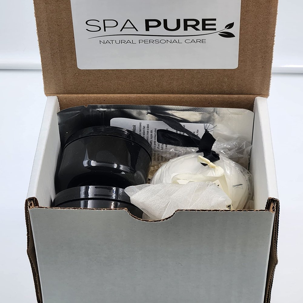 Day Spa Kit, All-Natural, Gift Box, Luxurious Coconut Milk Bubble Bath Melt, Whipped Soap Scrub, Body Butter, Facial Mask, Fragrance Roll On (5 Piece Set) (French Lilac, Medium, 5 oz)