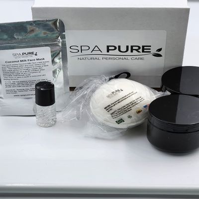 Spa Kit, All-Natural, Gift Box Includes Luxurious Coconut Milk Bubble Bath Melt, Whipped Soap Scrub, Body Butter, Coconut/Clay Facial Mask, Fragrance Roll On (5 Piece Set) (Lavender, Medium, 5 oz)
