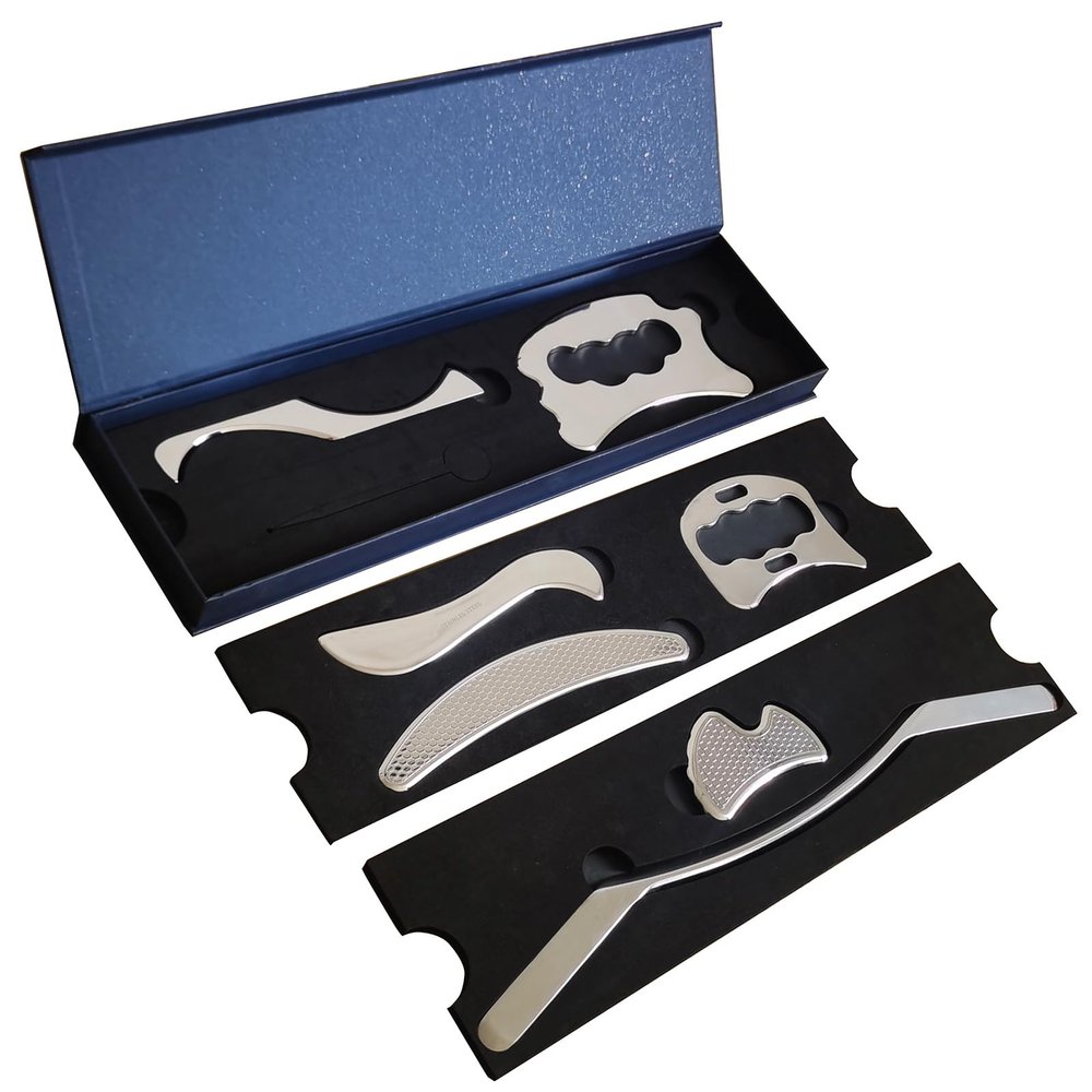 BYYDDIY Guasha Gifts Box Kit Stainless Steel Muscle Scraper Tools & Scraping Massage Tool Set (MB1SC1DLN)
