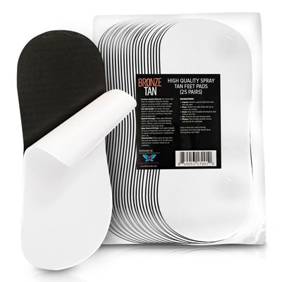 Bronze Tan Sticky Pads for Feet  25 Pairs, Disposable & Hygienic Non-Slip Pads  Eco-Friendly Tanning Foot Protectors for Sunless or Self-Tanning at Home or Salon