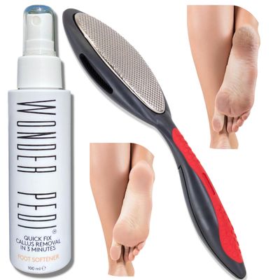 WONDER PEDI Double Sided Foot File - Made in Germany Feet Scrubber and Feet Softener Callus Remover Spay., Red, 1.0 Count