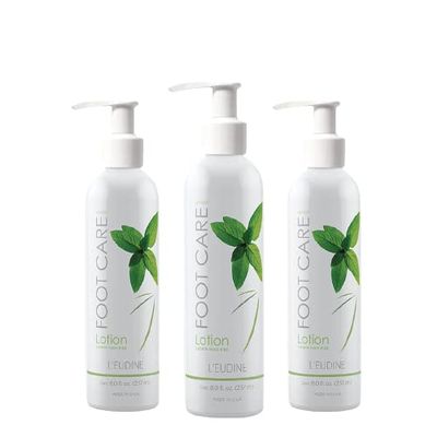 LEUDINE Foot Lotion  Pack of 3 - Foot Care Cream with Arnica, Cocoa Seed Butter, Vegetable Glycerin, Mint  Foot Lotion for Dry Cracked Feet and Calluses  Refreshing and Moisturizing Foot Cream