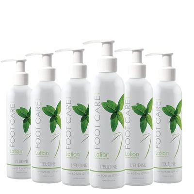LEUDINE Foot Lotion  Pack of 6 - Foot Care Cream with Arnica, Cocoa Seed Butter, Vegetable Glycerin, Mint  Foot Lotion for Dry Cracked Feet and Calluses  Refreshing and Moisturizing Foot Cream