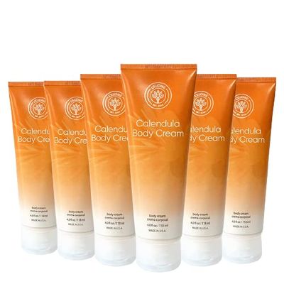 LEUDINE Calendula Cream Pack of 6-4fl oz Calendula Body Cream for Acne, Wrinkles, Fine Lines, Scars Calming and Soothing Repair Cream Natural Calendula Extract with Vitamin E, Echinacea