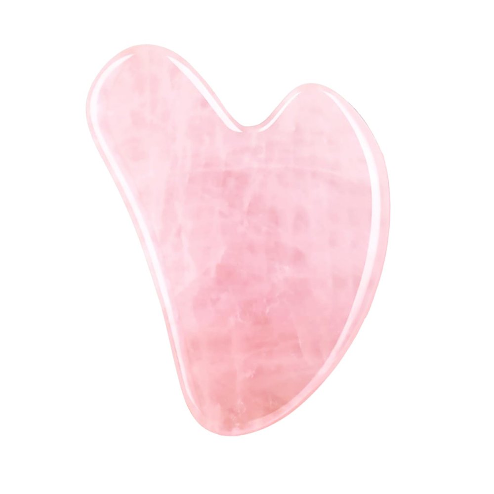 FUIYOOCEN Gua Sha Facial Tools, Natural Rose Quartz Guasha Tool for Face, Double Chin & Jawline, Gua Sha Stone Self-Skin Care Face Stone Gua Sha Tools for Women, Pink