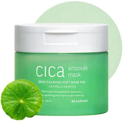 BEAUDIANI CICA Ampoule Toner Pads  100 Pre-Soaked Facial Pads with Centella Asiatica, Hyaluronic Acid & Peptides | Korean Skincare for Sensitive Skin, Hydrating & Soothing
