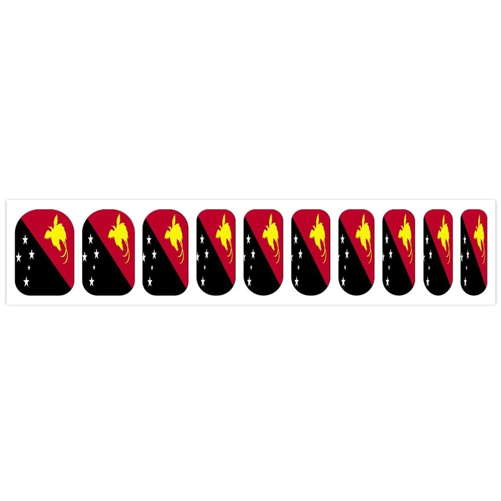 Papua New Guinea Flag Nail Stickers for Women Girls Manicure Waterproof Membrane Nails Decoration Accessories (Pack of 5)