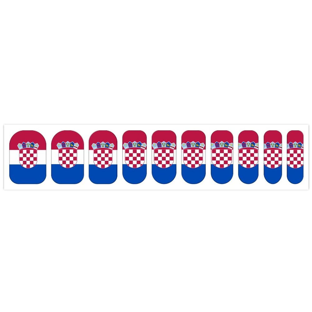Linkasi Croatia Flag Nail Stickers for Women Girls Manicure Waterproof Membrane Nails Decoration Accessories (Pack of 5)