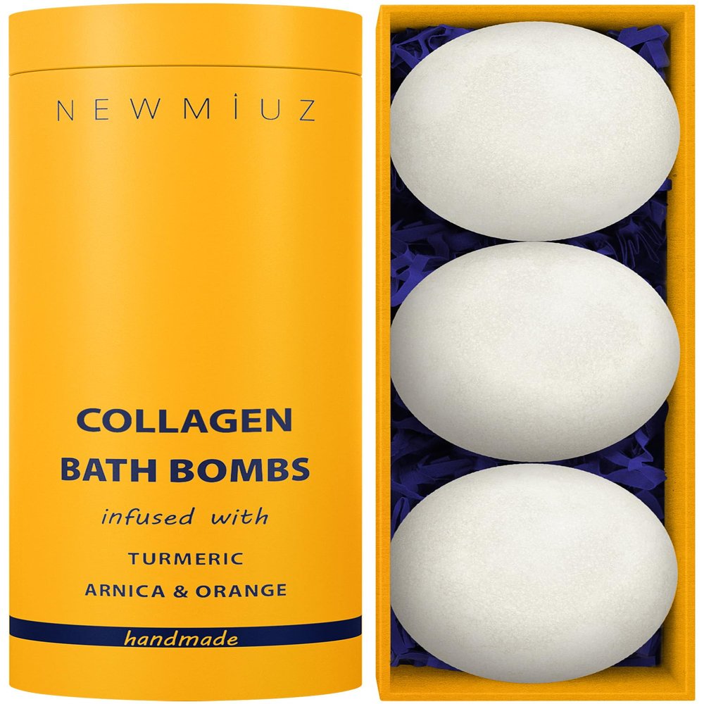 Collagen Bath Bombs Luxurious Bath Foam Gift for Dry Skin Hydration Moisturizing Turmeric Arnica Orange Essential Oil Infused for A Blissful Experience