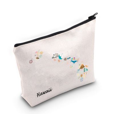 MNIGIU Hawaii Cosmetic Bag: Canvas Makeup Bag, Travel Case, Pencil Case, Purse, Organizer - Water Resistant, Scratch Resistant - Medium, Hawaii Cosmetic - Women, Makeup Users