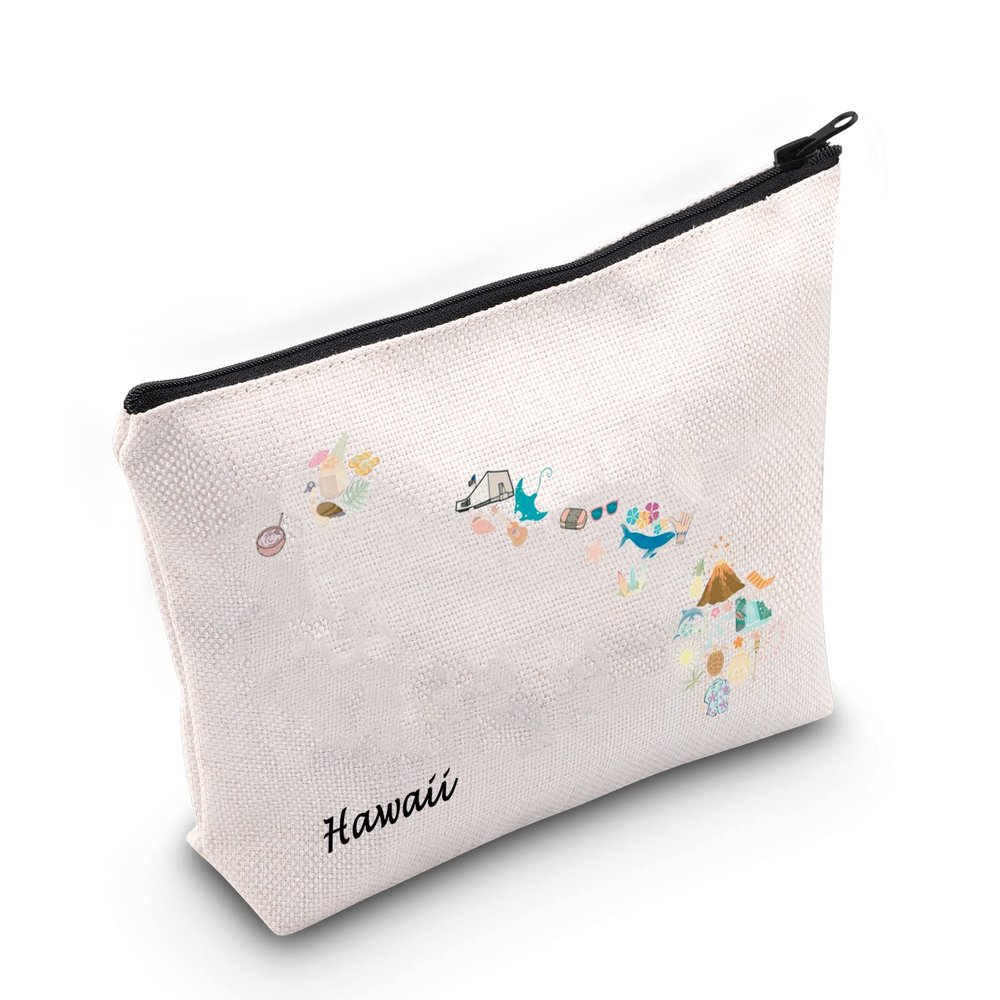 MNIGIU Hawaii Cosmetic Bag: Canvas Makeup Bag, Travel Case, Pencil Case, Purse, Organizer - Water Resistant, Scratch Resistant - Medium, Hawaii Cosmetic - Women, Makeup Users