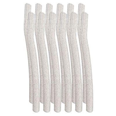 FOMIYES Professional Eyebrow Razor Trimmer Set 12pcs Straw Trimmers for Brow Shaving Trim and Shaping