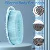 Silicone Body Scrubber, Exfoliating Silicone Body Shower, Silicone Loofah 2 in 1 Bath and Shampoo Brush, Body Scrubber Shower Cleaning Exfoliating for Sensitive Skin, Lather Well 2 PCS Black and Blue view 3