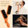 10 Sets Natural Boar Bristle Brush, Pear Wood Dual Sided Wide Tooth Comb with Travel Pouch - Beard Grooming Kit for Men's Beard Care, Valentine Gift (Long Handle) view 4