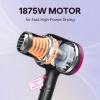 Wavytalk Hair Dryer with Diffuser, Blown Away Ionic Hair Dryer for Curly Hair with Comb, 1875W Fast Drying Blow Dryer with Ceramic Technology, 3 Attachments for All Hair Types, Light and Quiet, Black view 4