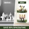 360 Rotating Makeup Organizer, Large-Capacity Skincare Make Up Storage 2 Tier Perfume Organizers Cosmetic Dresser Organizer with Makeup Brush Holder, Fits Bedroom, Bathroom, Vanity Shelf Countertop view 2