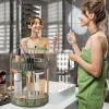 360 Rotating Makeup Organizer, Large-Capacity Skincare Make Up Storage 2 Tier Perfume Organizers Cosmetic Dresser Organizer with Makeup Brush Holder, Fits Bedroom, Bathroom, Vanity Shelf Countertop view 3