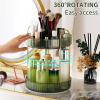 360 Rotating Makeup Organizer, Large-Capacity Skincare Make Up Storage 2 Tier Perfume Organizers Cosmetic Dresser Organizer with Makeup Brush Holder, Fits Bedroom, Bathroom, Vanity Shelf Countertop view 4