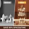 360 Rotating Makeup Organizer, Large-Capacity Skincare Make Up Storage 3 Tier Perfume Organizers Cosmetic Dresser Organizer with Makeup Brush Holder, Fits Bedroom, Bathroom, Vanity Shelf Countertop view 2