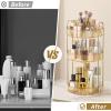 360 Rotating Makeup Organizer, Large-Capacity Skincare Make Up Storage 3 Tier Perfume Organizers Cosmetic Dresser Organizer with Makeup Brush Holder, Fits Bedroom, Bathroom, Vanity Shelf Countertop view 3