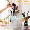 360 Rotating Makeup Organizer, Large-Capacity Skincare Make Up Storage 2 Tier Perfume Organizers Cosmetic Dresser Organizer with Makeup Brush Holder, Fits Bedroom, Bathroom, Vanity Shelf Countertop view 3