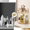 360 Rotating Makeup Organizer - Large-Capacity Skincare & Makeup Storage with 2-Tier Perfume Organizers, Cosmetic Dresser & Makeup Brush Holder - Fits Bedroom, Bathroom, Vanity Shelf & Countertop view 3