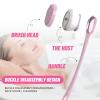 Electric Body Bath Brush, Scrubber Shower Brush Rechargeable Long-Handled Electric Bath Brush with 6 Heads for Cleanse, Massage, Exfoliate and Pamper Your Skin in The Shower (Pink) view 3