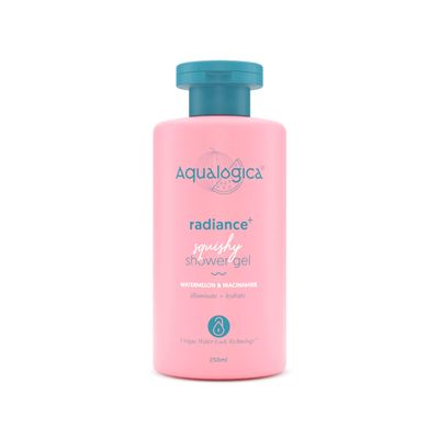 Aqualogica Radiance+ Squishy Shower Gel with Watermelon & Niacinamide | Relieves Dryness & Retains Moisture | Unisex Body Wash for Smooth & Radiant Skin | 8.45 Fl Oz/250ml