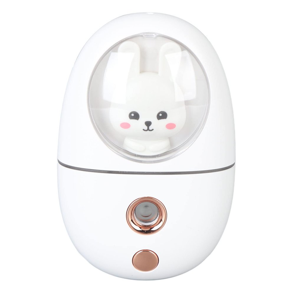 Mister, 35ml Cute Animal Mist Sprayer USB Rechargeable Mini Eye Face Humidifier Portable Steamer for Travelling Face Daily Makeup Skin Care (White)