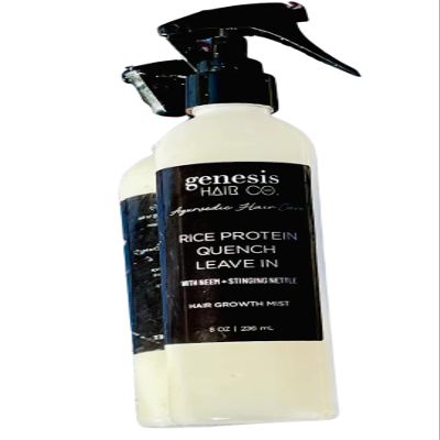 GENESIS SKIN CO. Rice Protein Leave-In Hair Growth Mist | Detangling Spray | Best for Damaged, Dry, Curly or Frizzy Hair - Thickening for Thin Hair, Safe for Keratin and Color Treated Hair 8oz