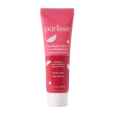 prlisse Dragonfruit + Niacinamide Face Exfoliator Scrub - Exfoliating Face Wash for Radiance & Improved Texture - Strengthens Skin Barrier, Reduces Blemishes & Fights Signs of Aging (1.7 Fl oz)