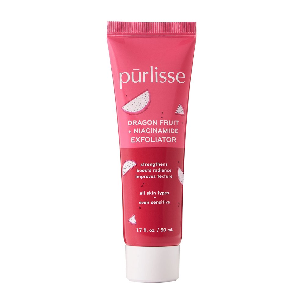 prlisse Dragonfruit + Niacinamide Face Exfoliator Scrub - Exfoliating Face Wash for Radiance & Improved Texture - Strengthens Skin Barrier, Reduces Blemishes & Fights Signs of Aging (1.7 Fl oz)