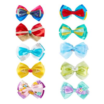 10pcs Princess Hair Bow Clips 4 Inch Women Girls Hair Accessories Party Gift Set