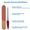 3 Pack Metal Nail File with Sharp Pointed Tip and Leather Sheath Case for Natural Nails, 5 Inches Fingernail Files Stainless Steel Manicure Double Sided Sapphire Grit Nail Filer Silver Brown view 3