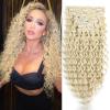 Meepo Blonde Curly Clip In Hair Extension For Black Women Natural Thick Deep Wave Hair Extension Clips Synthetic Long 24 inch hair extensions clip in Hairpiece (613(Pack of 7)) view 1