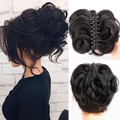 FPVPRO Messy Bun Hair Pieces Wavy Curly Clip in Claw Hairpieces Combs add Ponytail Hair Pieces Synthetic Hair