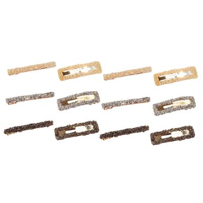 FRCOLOR 12pcs Jeweled Hair Snap Clips Rhinestone Barrettes for Women Decorative Hair Pins Claw Clips Bling Accessories for Women Girls