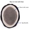 Mens Toupee for Men Fine Mono Human Haire Hairpiece Poly Skin Around Hair System Hairpiece Durable NPU Monofilament Wig Hair Replacement for Men (6''X8'', 4# Medium Brown) view 3