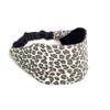 Leopard Print Wide Headband with Elastic, Beige, Black, Brown, Handmade, 3" Wide view 2