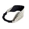 Leopard Print Wide Headband with Elastic, Beige, Black, Brown, Handmade, 3" Wide view 3
