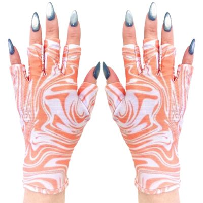 ManiGlovz - The ORIGINAL UPF 50+ UV Light Protective Nail Gloves | Gel Manicure and Anti UV Fingerless Gloves for Women | Can be Used as Sun Protection Gloves for Driving | Tangerine Twirl
