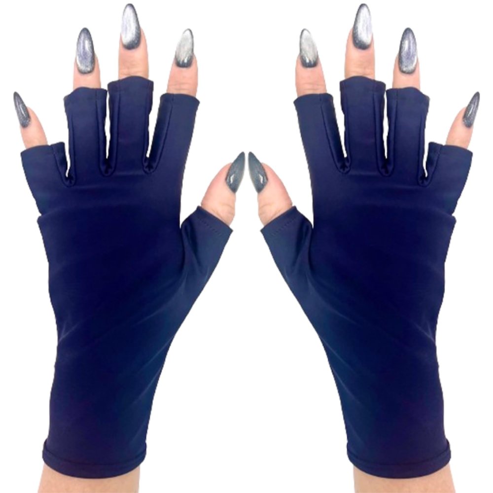 ManiGlovz -The Original Dermatologist Recommended UPF 50+ UV Protective Manicure and Sunblock Fingerless Gloves, Sun Protection, Driving and Gel Manicure Gloves in Navy