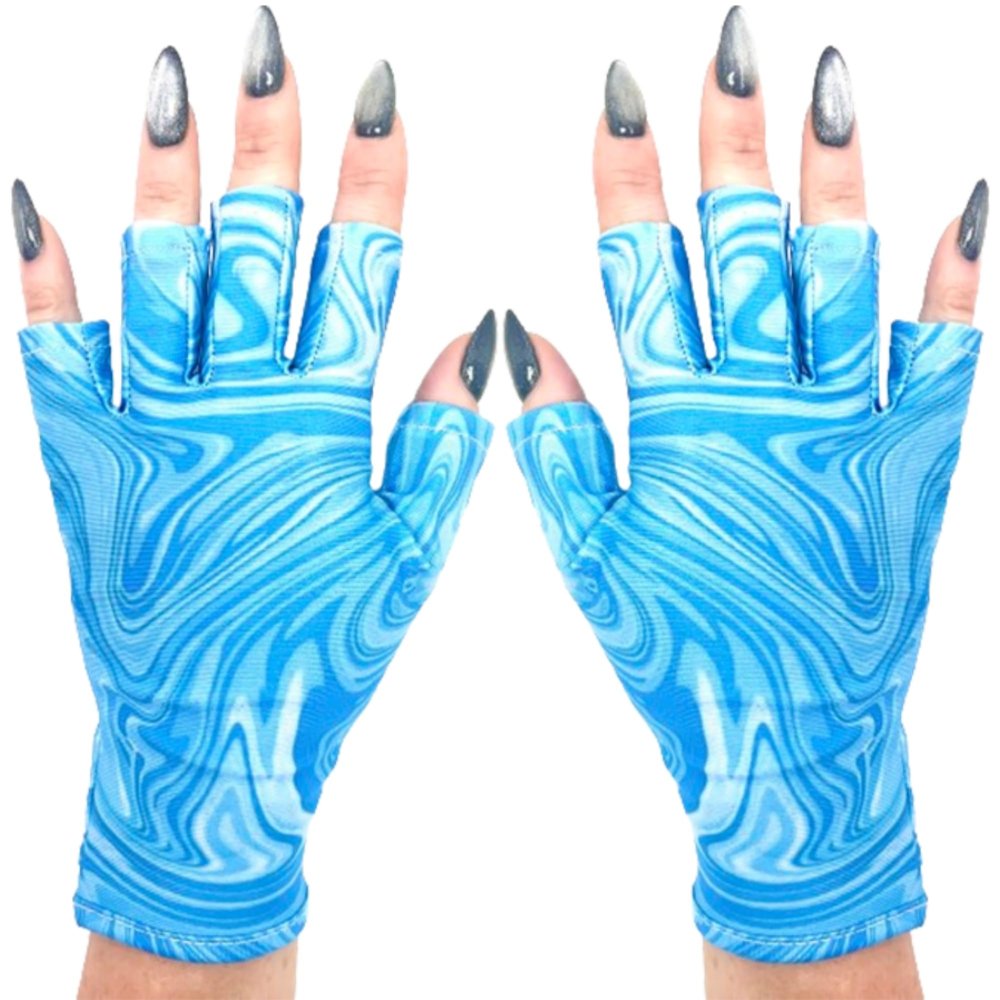 ManiGlovz UV Protection Gloves for Nails, Swanky Swirl, Large