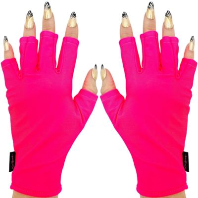ManiGlovz -The Original Dermatologist Recommended UPF 50+ UV Protective Manicure and Sunblock Fingerless Gloves, Sun Protection, Driving and Gel Manicure Gloves in Neon Pink
