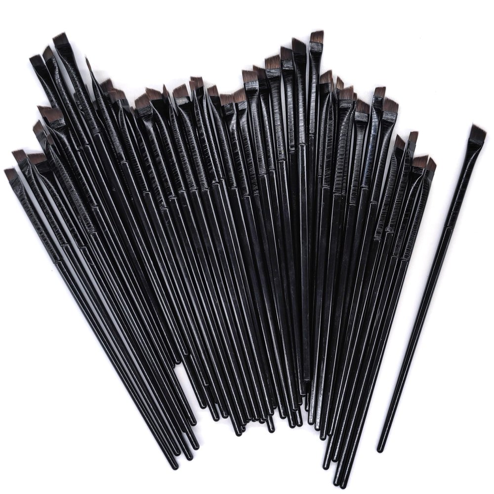 50 Pieces Angled Brow Brush, 5.5" Flat Slanted Premium Eyebrow Brush, Tint Brushes, Cosmetic Blending Brush, Eyeshadow Concealer Makeup Brush, Professional Precision Eye Beauty Cosmetic Tool for Women