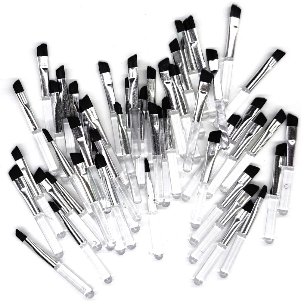 50 Pieces Angled Brow Brush, 2" Flat Slanted Premium Eyebrow Brush, Tint Brushes, Cosmetic Blending Brush, Eyeshadow Concealer Makeup Brush, Professional Precision Eye Beauty Cosmetic Tool for Women