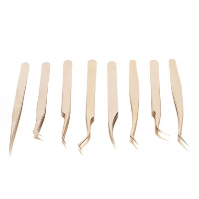 8pcs Eyelash Extension Tweezers Set Stainless Steel Tight Bite Tweezers For Eyelash Beauty Tools