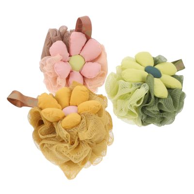 3pcs Flower Bath Ball Shower Puff Loofah Bath Sponge Luffa Sponge Shower Accessories Body Scrubbers and Scrubber for Cleaning Travel Take a Pe Flower
