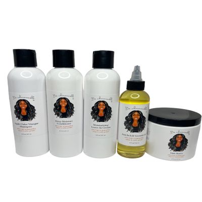Natural Hair Care Kit-Black Hair Growth, Moisture|Type 4 Dry Afro, Coarse, Curly |Oil, Shampoo, Conditioner, Hair Butter, Leave-In cream