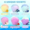 Mermaid Bath Bombs for Kids with Surprise Inside, 6 Pcs Shell Bubble Kids Bath Bombs Kit with Mermaid Toys, Birthday Christmas Jewelry Gifts for Girls Easter Basket Stuffer view 4